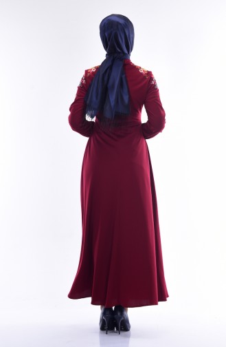 Claret Red Hijab Dress 4173-05
