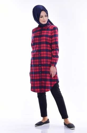 Wide Checkered Tunic 2419-03 Red 2419-03