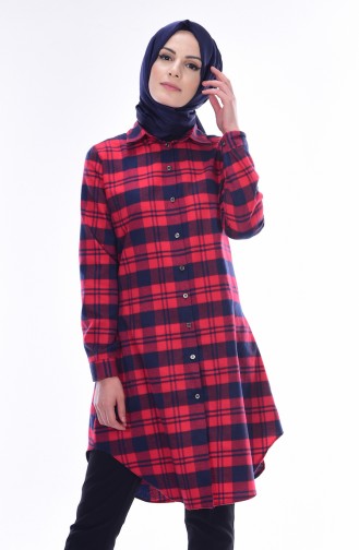 Wide Checkered Tunic 2419-03 Red 2419-03