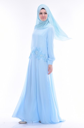 Blue Hijab Evening Dress 52618-04
