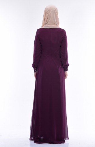 Plum Hijab Evening Dress 52618-02