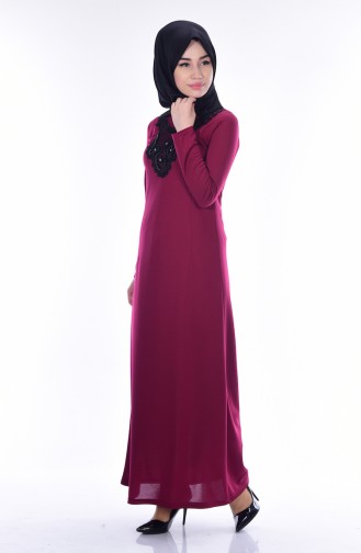 Plum Hijab Dress 2163-04