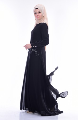 Black Hijab Evening Dress 52618-06