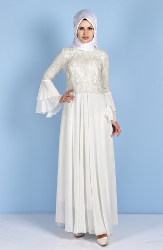 Scaly Chiffon Evening Dress 7751-02 White 7751-02