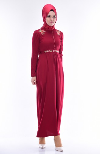 فستان أحمر كلاريت 4637-06