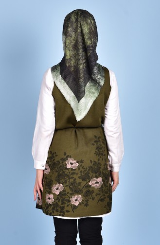 Knitwear Vest with Print 6016-02 Khaki 6016-02