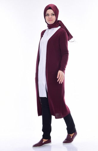 Knitwear Sweater with Pockets 3980-02 Claret Red 3980-02