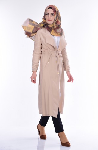 Coat with Pockets and Zipper 6062-01 Stone 6062-01