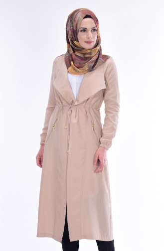 Coat with Pockets and Zipper 6062-01 Stone 6062-01