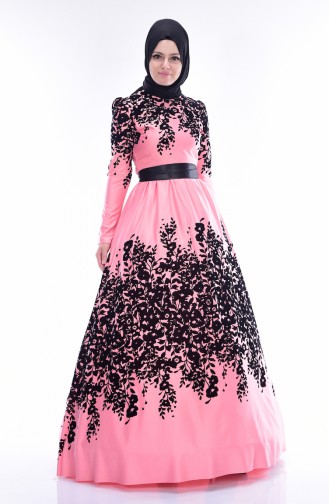 Pul Payetli Abiye Elbise 1098-06 Pembe
