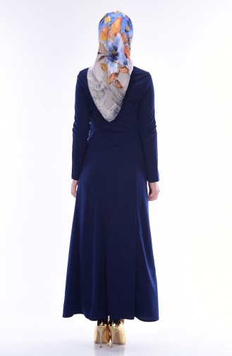 Dress with Necklace 8634-04 Navy Blue 8634-04