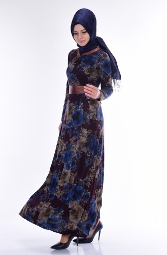 فستان بتصميم مطبع مع ازرار  7453-03
