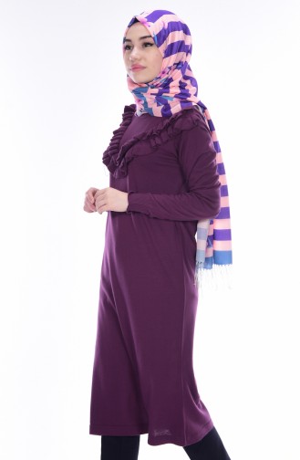 Frilled Knitwear Tunic 3968-02 Purple 3968-02