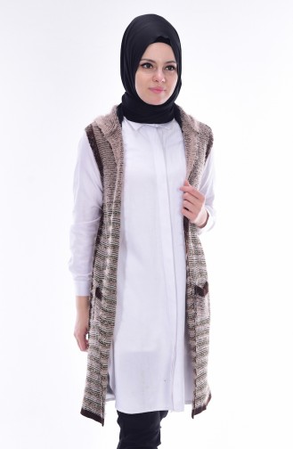 Vest with Hood and Pockets 1066-02 Brown 1066-02