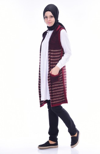 Vest with Hood and Pockets 1066-06 Claret Red 1066-06