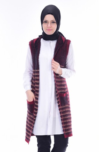 Vest with Hood and Pockets 1066-06 Claret Red 1066-06