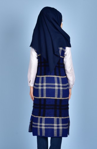 Ekose Desenli Triko Yelek 1072-12 Saks