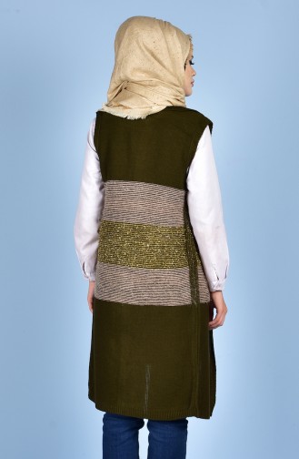 Glittered Knitwear Vest 1081-04 Khaki 1081-04