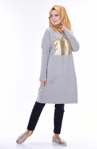 Tunic with Print and Pockets 4211-05 Grey 4211-05