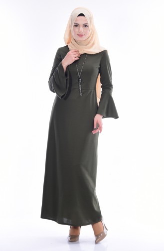Khaki Hijab Kleider 2813-12