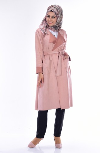 Suede Coat with Pockets 9001-01 Powder 9001-01