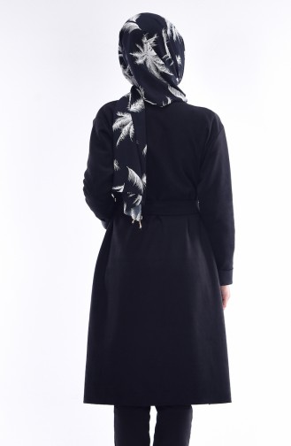 Suede Coat with Pockets 9001-02 Black 9001-02