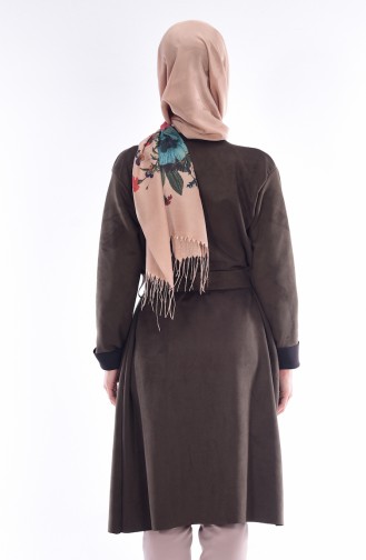 Suede Coat with Pockets 9001-03 Khaki 9001-03