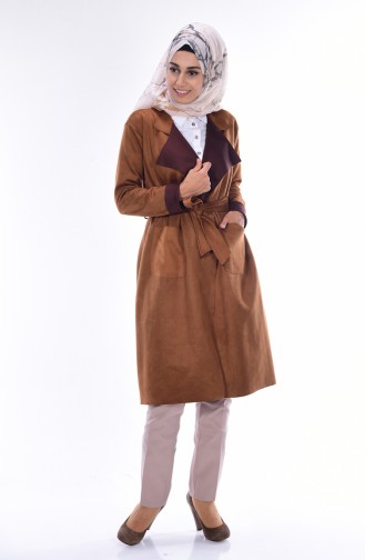 Suede Coat with Pockets 9001-04 Tobacco 9001-04
