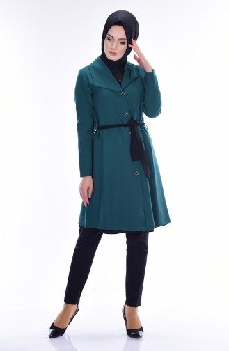 Belted Buttoned Cape 7362-02 Green 7362-02