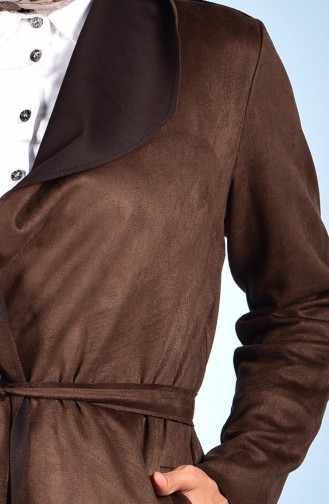 Coat with Suede Belt 1068-11 Brown 1068-11