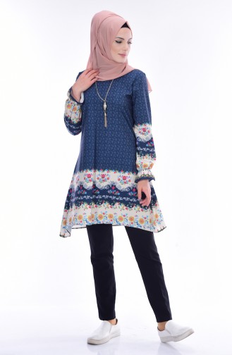 Decorated Tunic with Necklace 5009M-01 Navy Blue 5009M-01