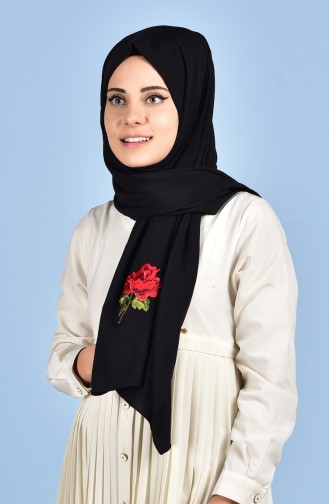Nakışlı Şal 9910090-01 Siyah