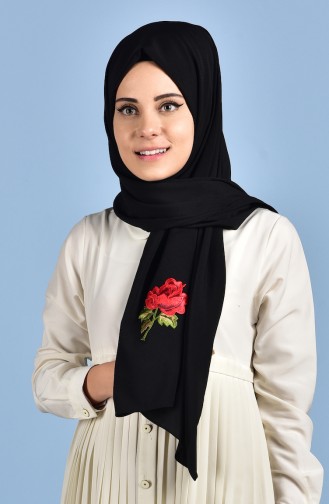 Nakışlı Şal 9910090-01 Siyah