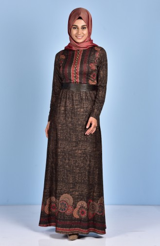 Gemustertes Kleid 7466-03 Grün 7466-03