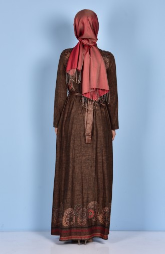 Gemustertes Kleid 7466-04 Öl Grün 7466-04