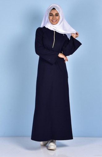 Navy Blue Hijab Dress 2831-05