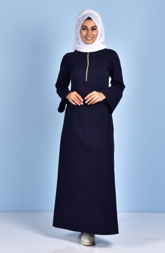 Navy Blue Hijab Dress 2831-05