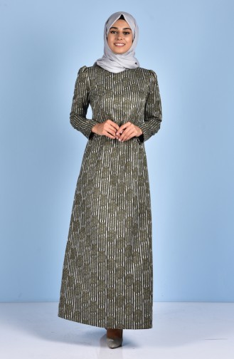 Khaki Hijab Dress 2837-03