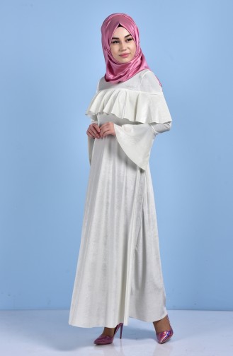 Kadife Elbise 4008-13 Beyaz