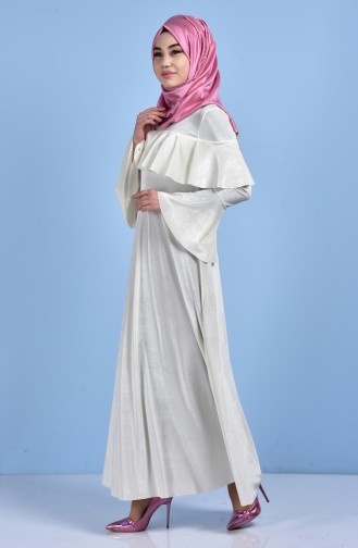 Kadife Elbise 4008-13 Beyaz