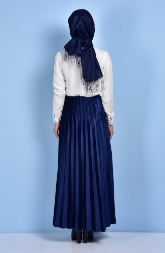 Pleating Detailed Skirt 2124A-07 Navy Blue 2124A-07
