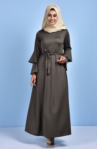 Khaki Hijab Kleider 1191-02