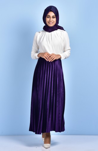 Pleating Detailed Skirt 2124A-01 Purple 2124A-01