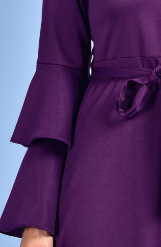 Frilled Sleeve Dress with Belt 1191-07 Purple 1191-07