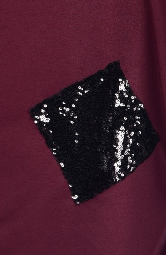 Sequin Detailed Poncho 0093-06 Claret Red 0093-06