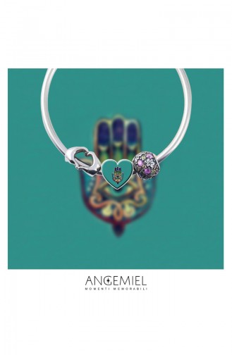 Main de Fatma Argent  Charm Angemiel Bracelet ALM002758 Coloré 002758