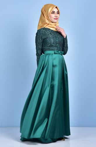 Green Hijab Evening Dress 0417-05