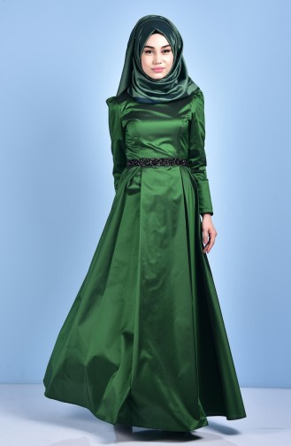 Abendkleid mit Strassstein aus Taft 0482-02 Grün 0482-02