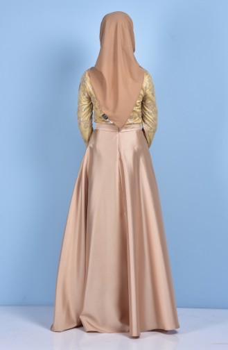 Gold Hijab Evening Dress 0533-02