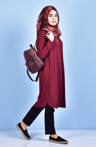 Tunic with Necklace 6540-01 Claret Red 6540-01